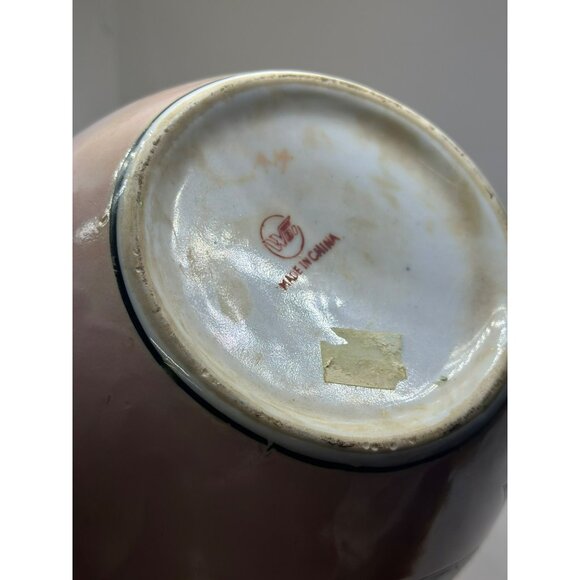 VTG Pink & Blue Chinese Ginger Jar Embossed Patterned Pastel Feather Design 9.5" - Picture 8 of 8